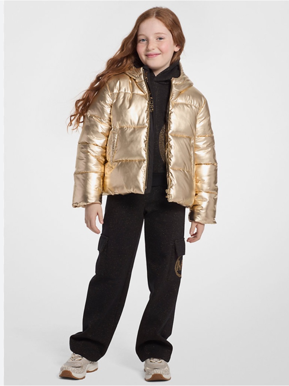 GAP Metallic Gold Quilted hooded Puffer Jacket 6-7
